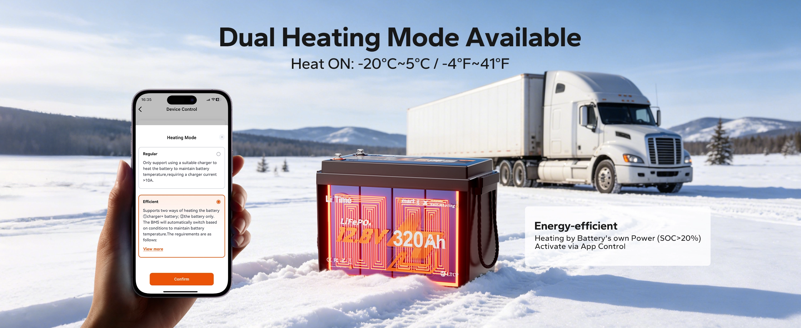 litime 12v 320ah lifepo4 battery self heated by litime bluetooth app