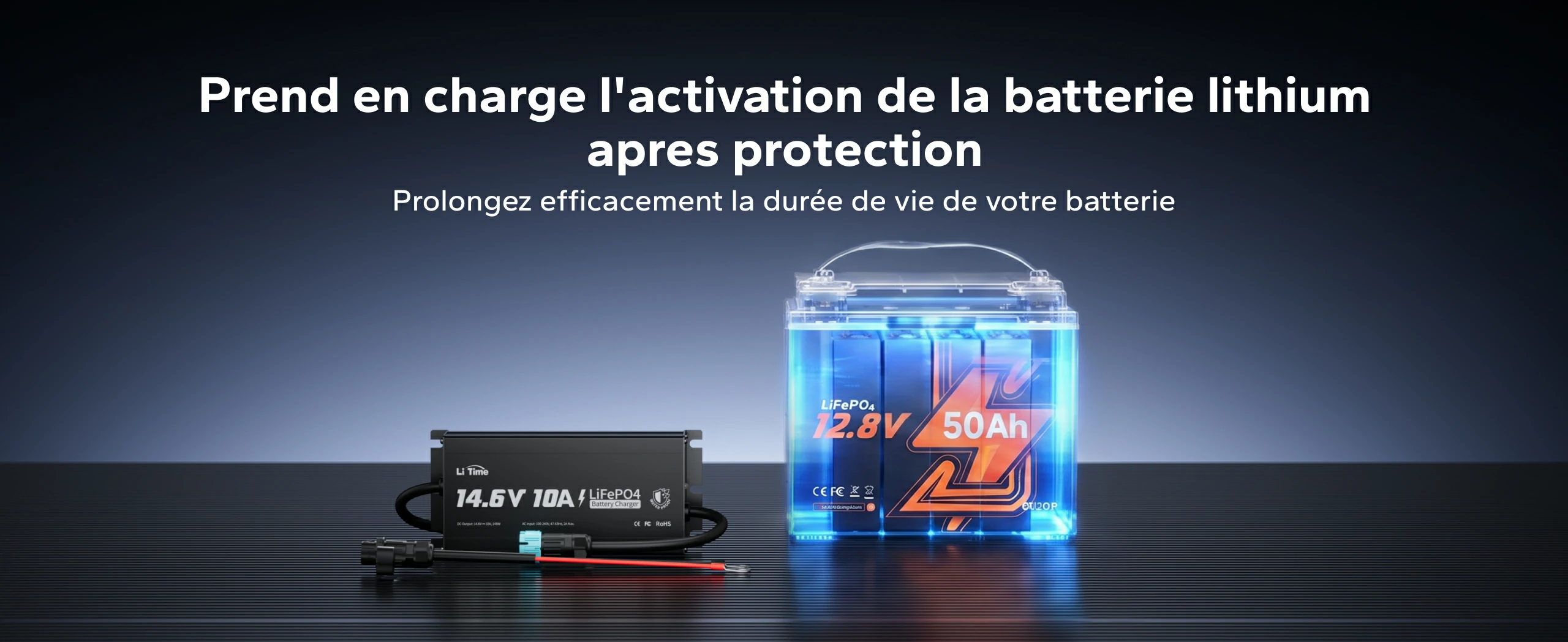 Fonction d'activation de la batterie au lithium par le chargeur LiTime pour prolonger sa durée de vie.