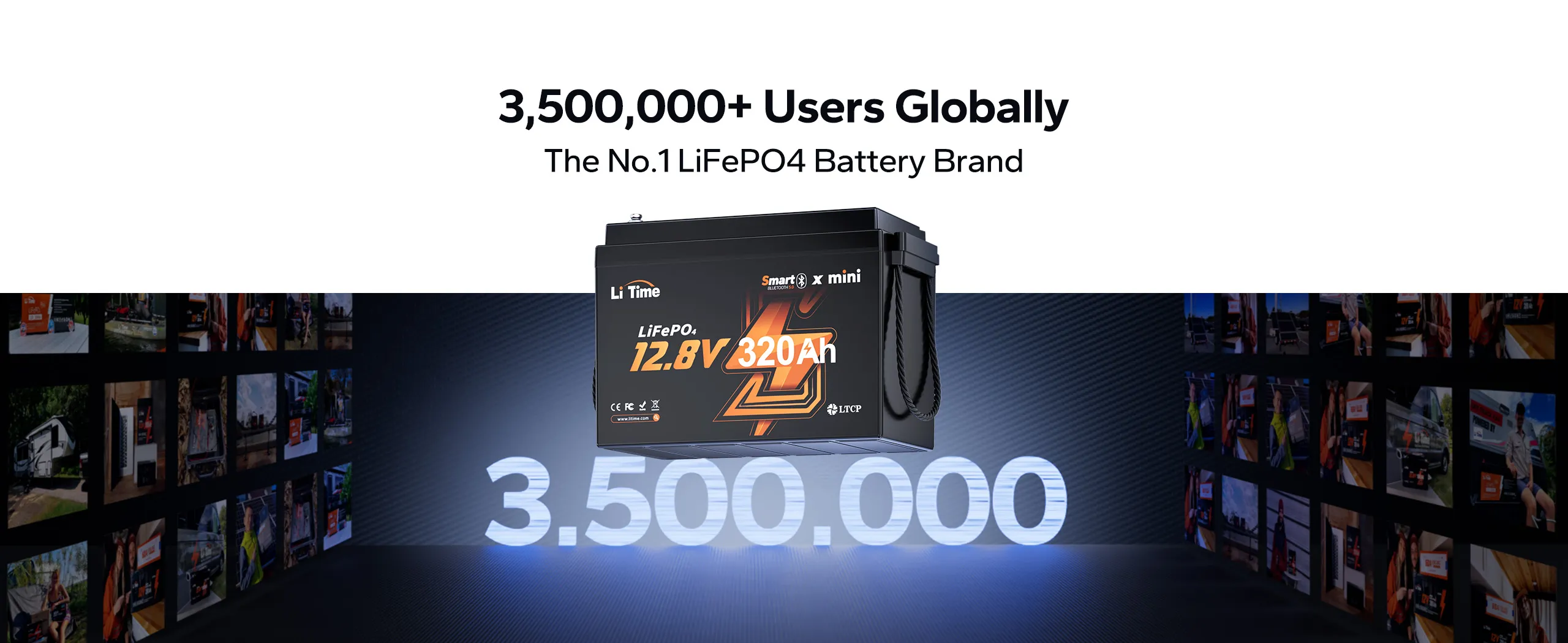 LiTime 12V 320Ah Mini LiFePO4 battery trusted by over 3.5 million users globally