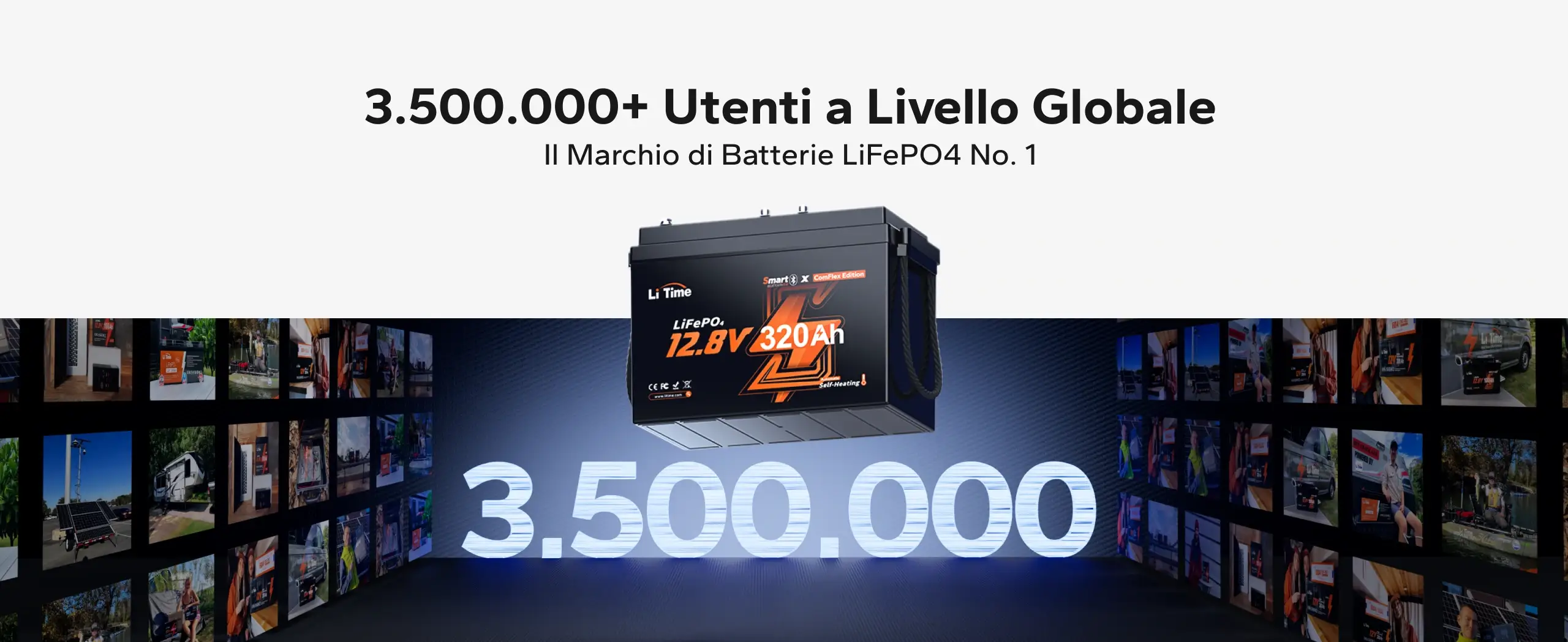 Batteria LiFePO4 LiTime 12V 320Ah scelta da milioni di utenti a livello globale.