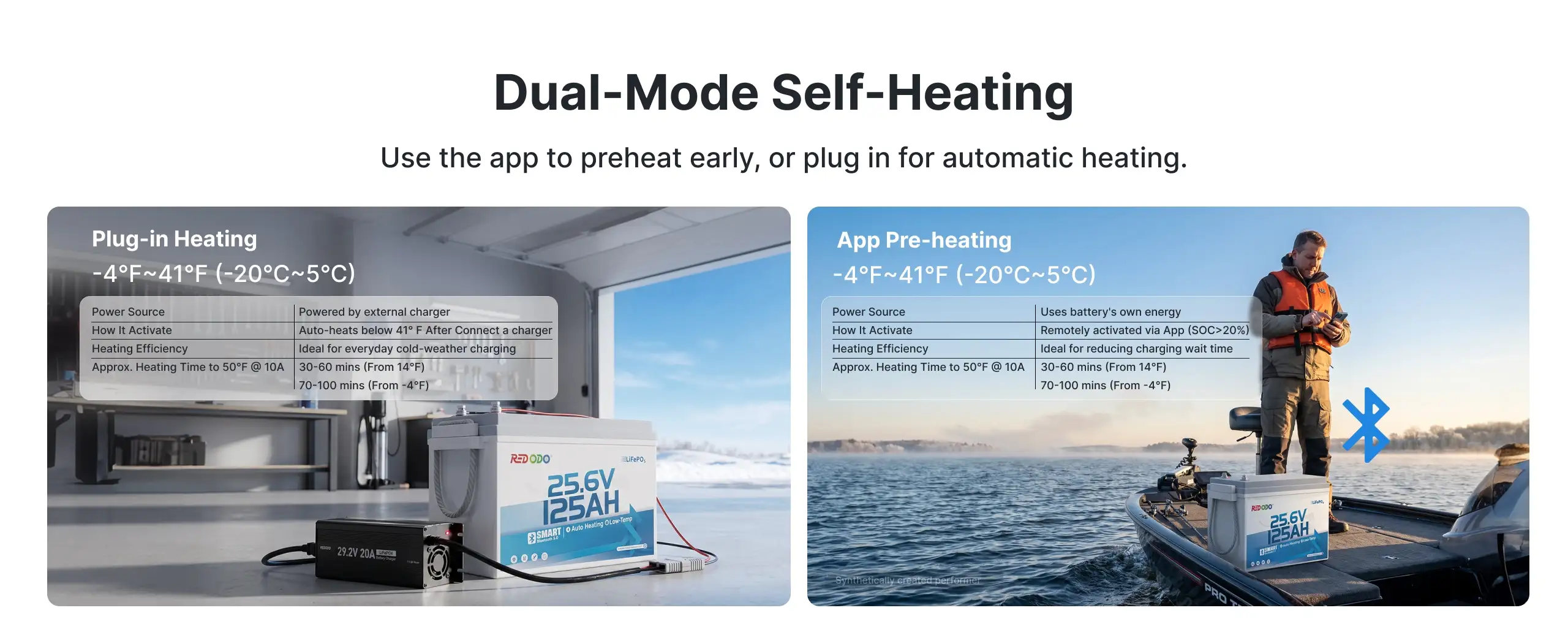 24V 125AH Dual-Mode Self-Heating