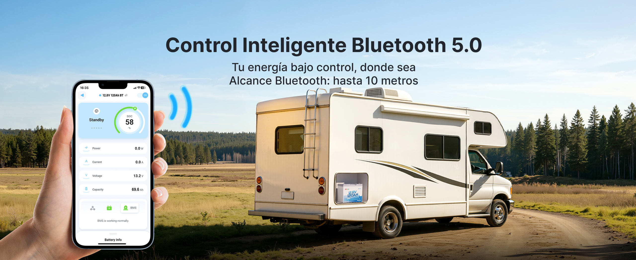 Redodo batería 12V 120Ah Mini con Bluetooth control por inteligente bluetooth