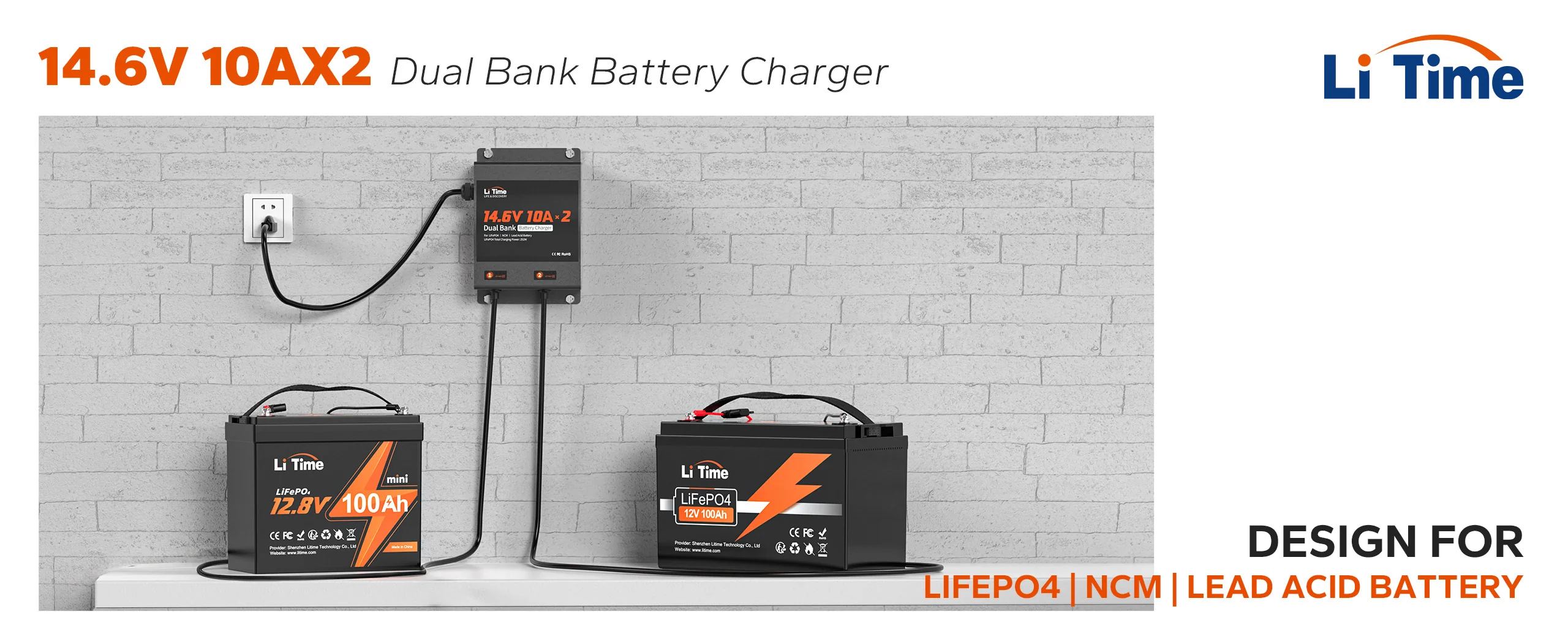 LiTime 2 Bank 12V 10A Battery Charger