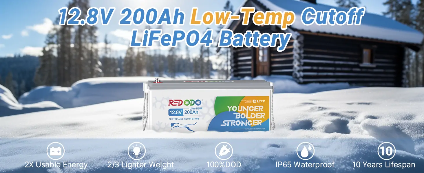 Redodo 12V 200ah deep cycle battery with low temp charging peotection